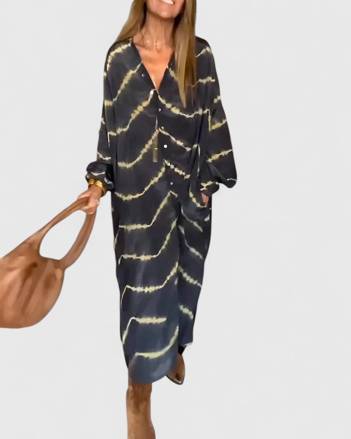 Amelie | Elegant Boho Striped Maxi Dress