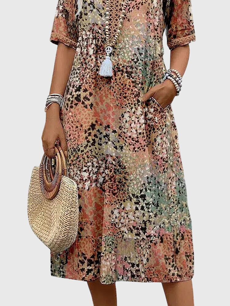 Yvonna | Elegant Floral Midi Dress