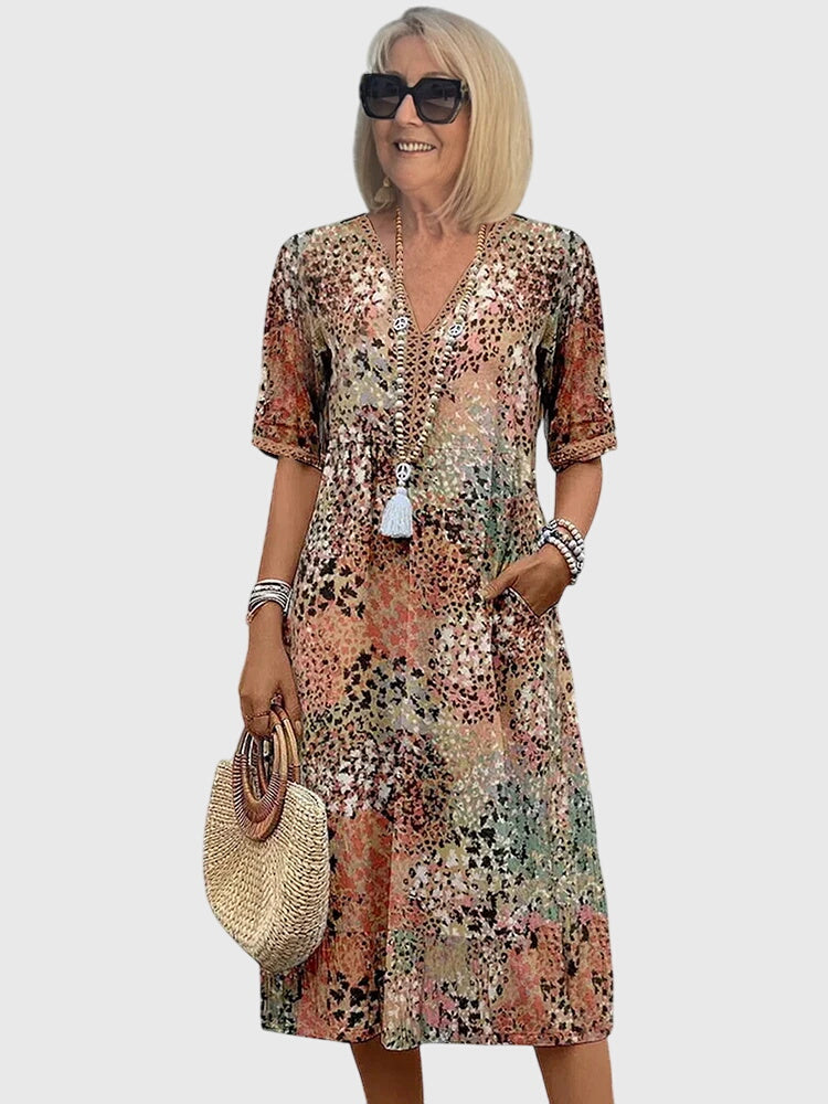 Yvonna | Elegant Floral Midi Dress